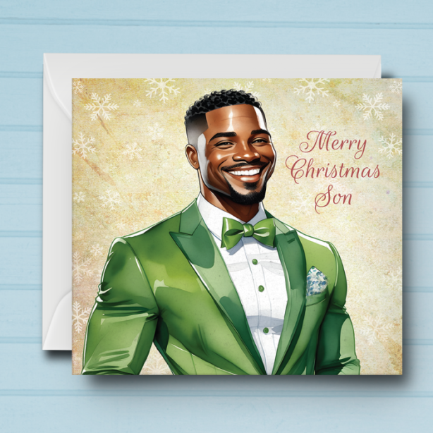 Black Man R Christmas Card